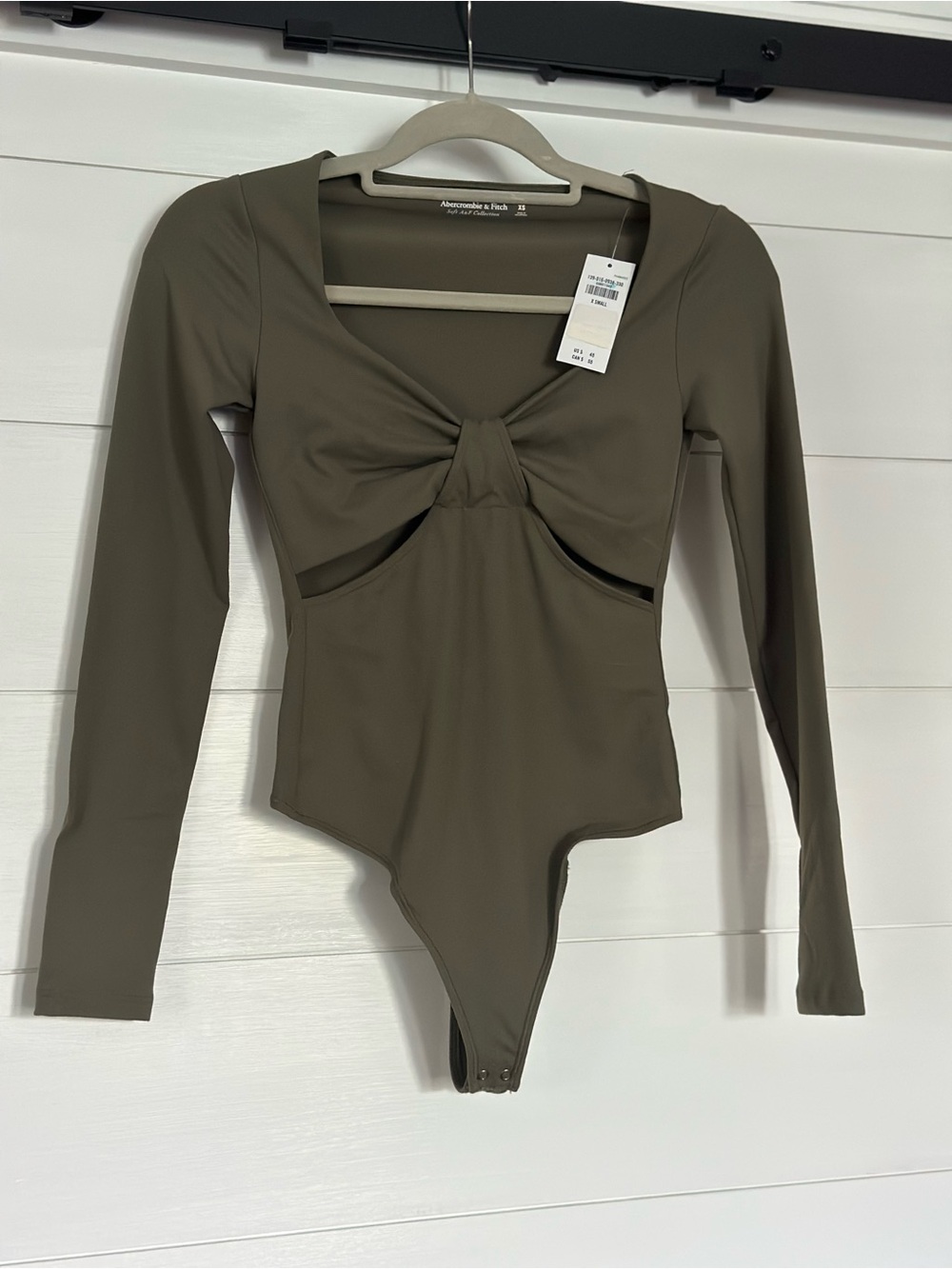Abercrombie & Fitch Olive Long-Sleeve Cut Out Body Suit NWT